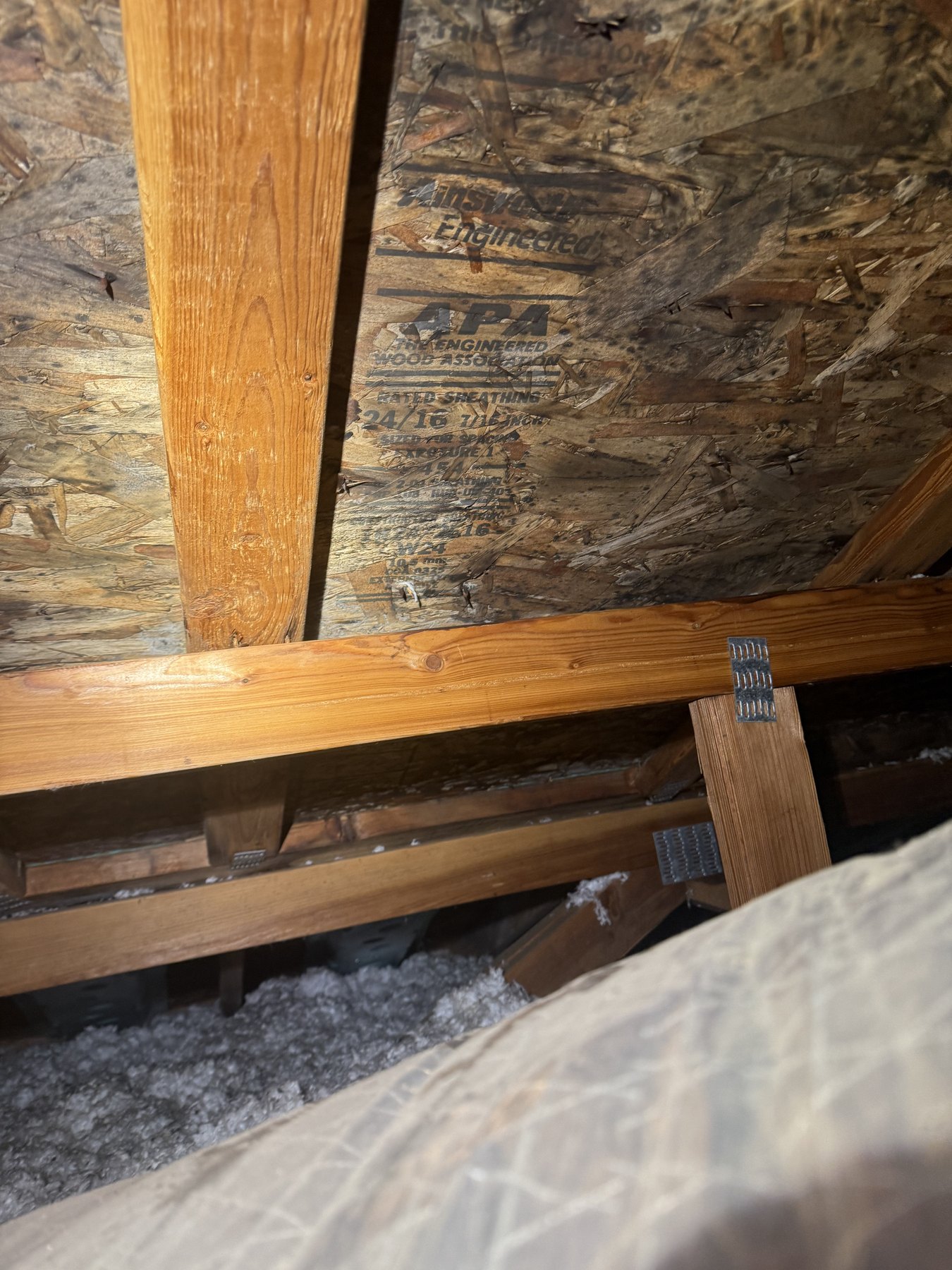 Attic remediation before, area 1